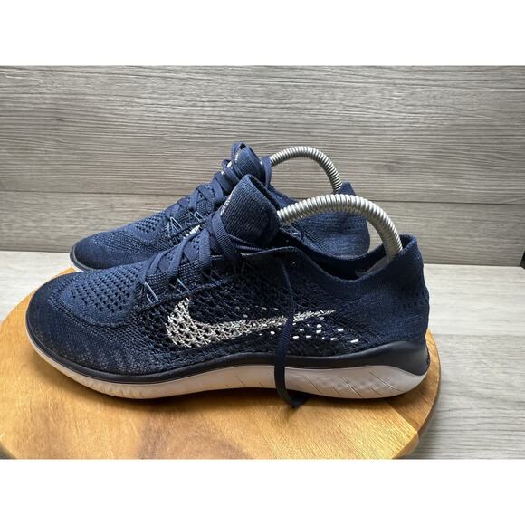 Nike Free RN Flyknit College Navy/White - 942838 400 Men’s 7.5 - Picture 2 of 11